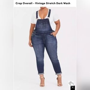 Torrid Dark Wash Denim Crop Overall Jumpsuit